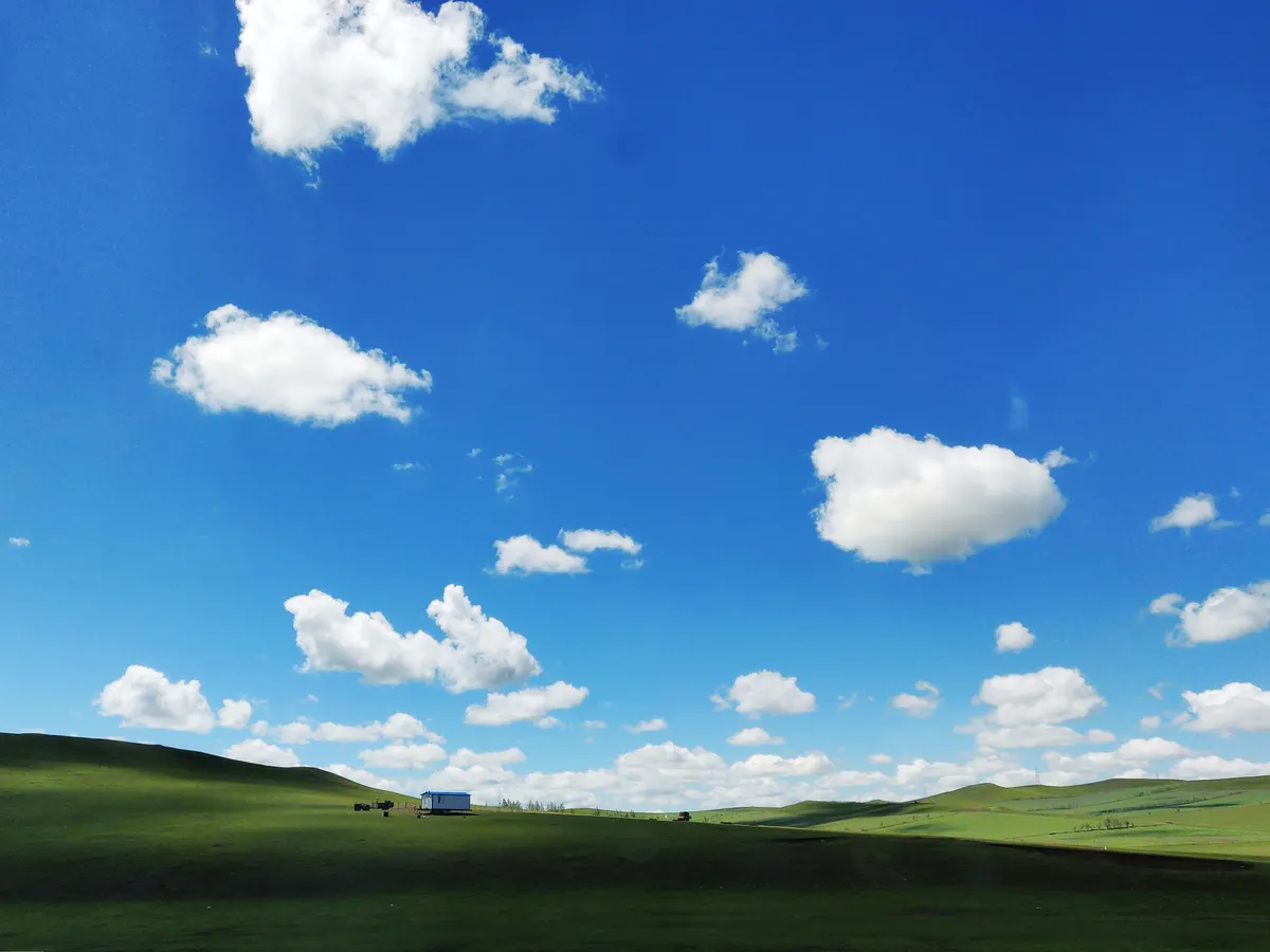 Vast green grasslands of Hulunbuir in Inner Mongolia in August